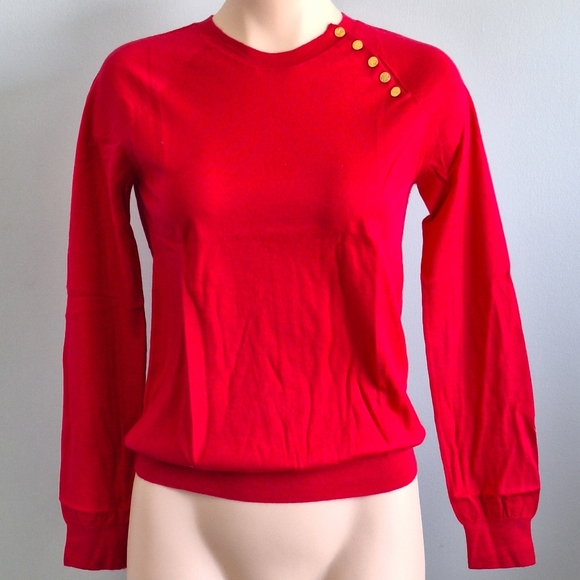 Louis Vuitton Sweaters - Louis Vuitton authentic red cashmere sweater with gold buttons